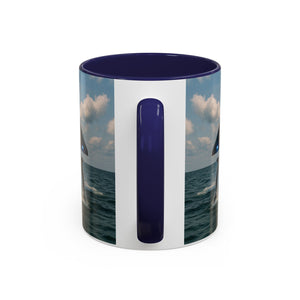 Accent Coffee Mug (11, 15oz), 8 Colors - UFO and Dolphin