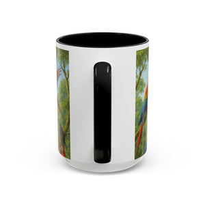 Accent Coffee Mug (11, 15oz), 8 Colors - UFO and Macaws