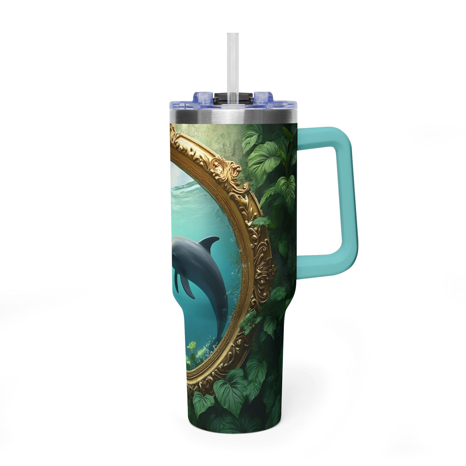 40 oz Tumbler ~ Dolphin Duo Ocean, Insulated