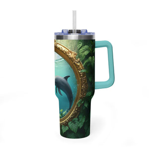 40 oz Tumbler ~ Dolphin Duo Ocean, Insulated