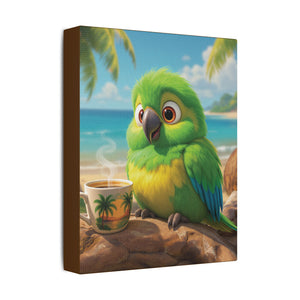 Tropical Beach Canvas - Lulu the Parrot Coffee Wall Art