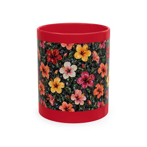 Hibiscus Garden Ceramic Mug — Vibrant Floral Coffee Cup