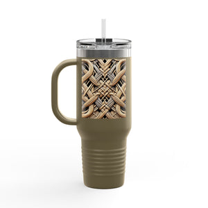 Insulated Travel Mug, 40oz / Beach Wicker - Perfect for Outdoor Adventures