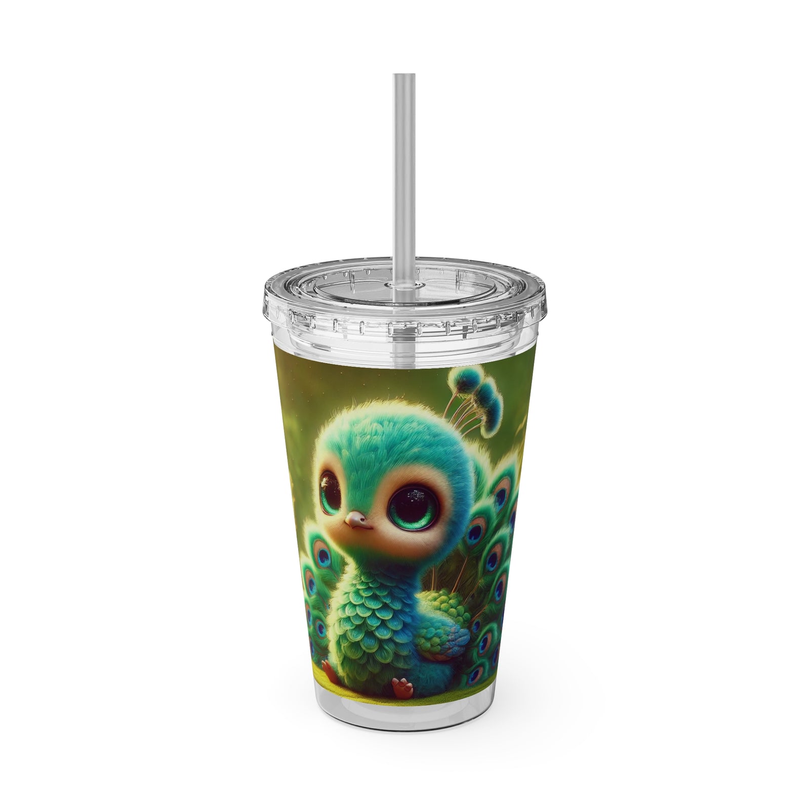 Tropical Tumbler with Straw | 16 oz: Baby Peacock