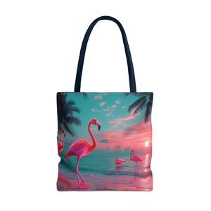 Neon Flamingos at Night Tote Bag - 3 Sizes