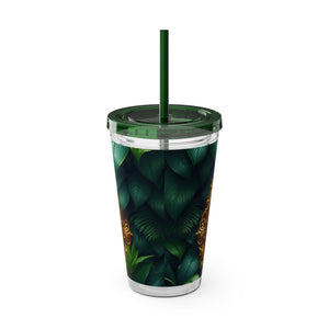Tropical Tumbler with Straw | 16 oz: Framed Orangutan Apes