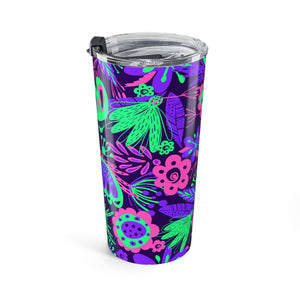 20oz Tumbler — Neon Purple, Pink & Green Floral Travel Cup