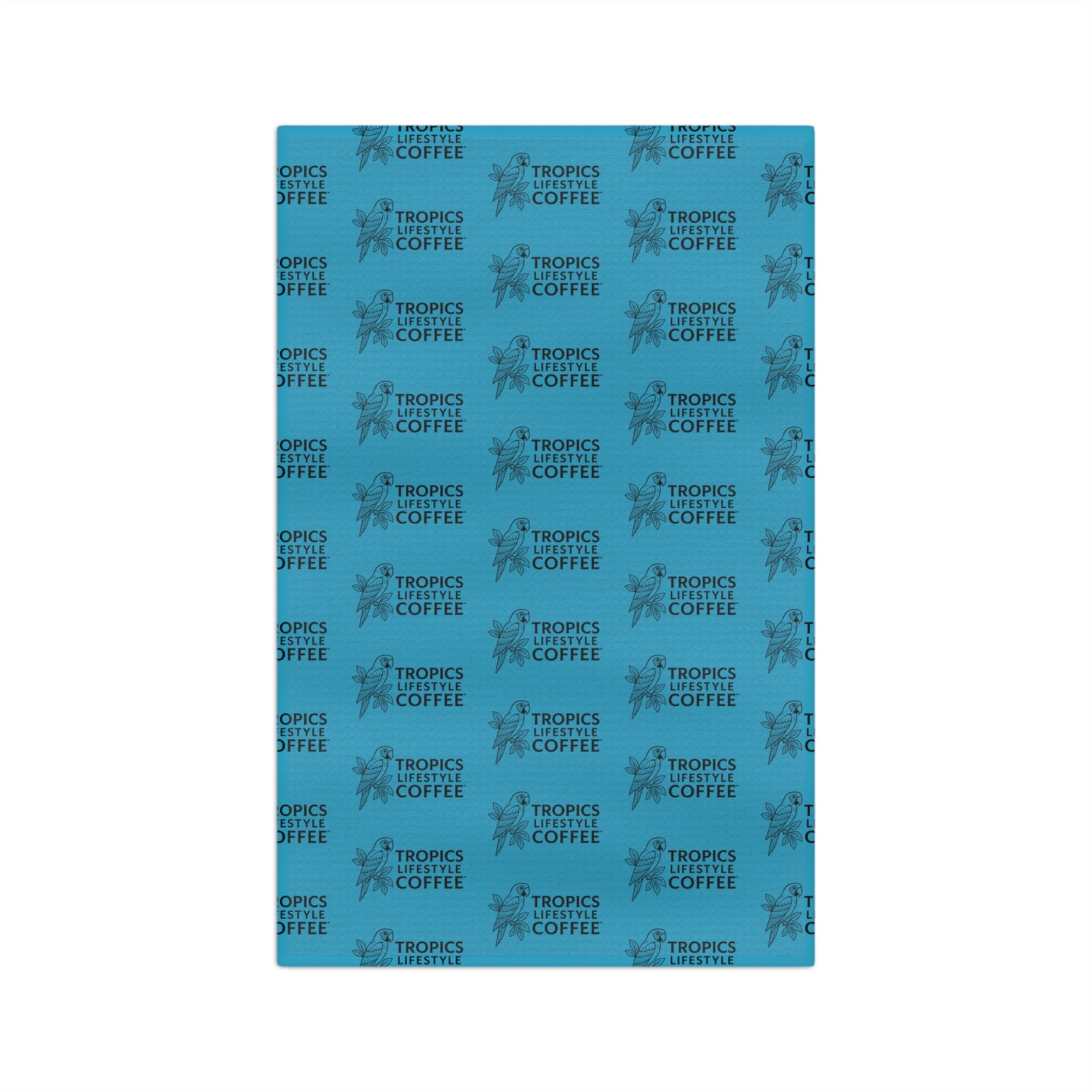 Tropical Microfiber Coffee/Tea Towel — Coffee Brand Mono Logo, turquoise