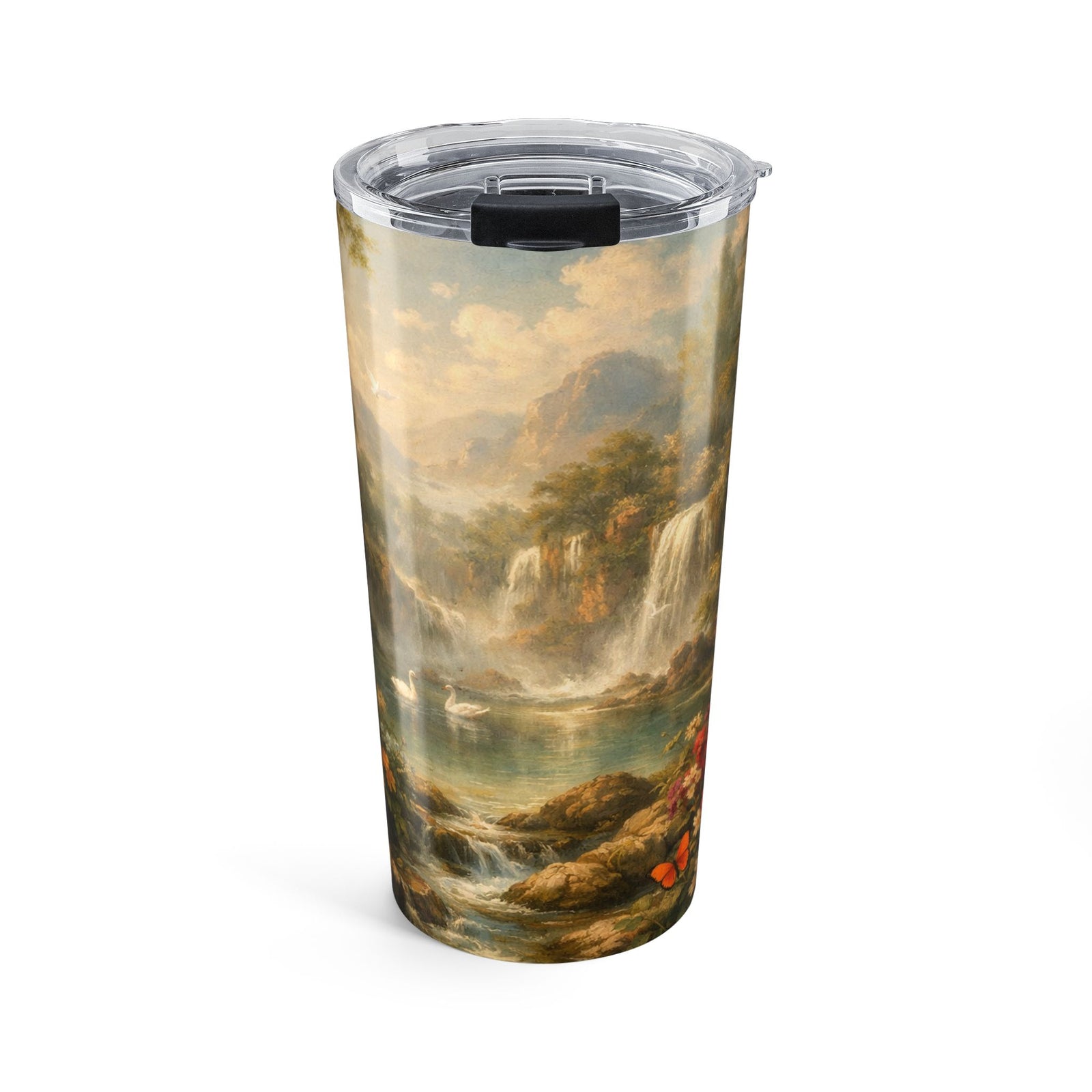 20oz Tumbler — Vintage Parrot & Waterfall Floral Scenic Insulated Cup