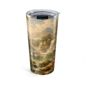 20oz Tumbler — Vintage Parrot & Waterfall Floral Scenic Insulated Cup