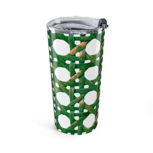 20oz Tumbler — Green Wicker Pattern Insulated Travel Cup