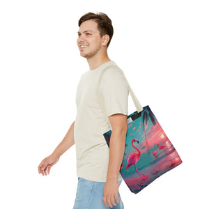 Neon Flamingos at Night Tote Bag - 3 Sizes