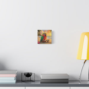 Tropical Beach Canvas - Tiki the Parrot Sunrise Wall Art