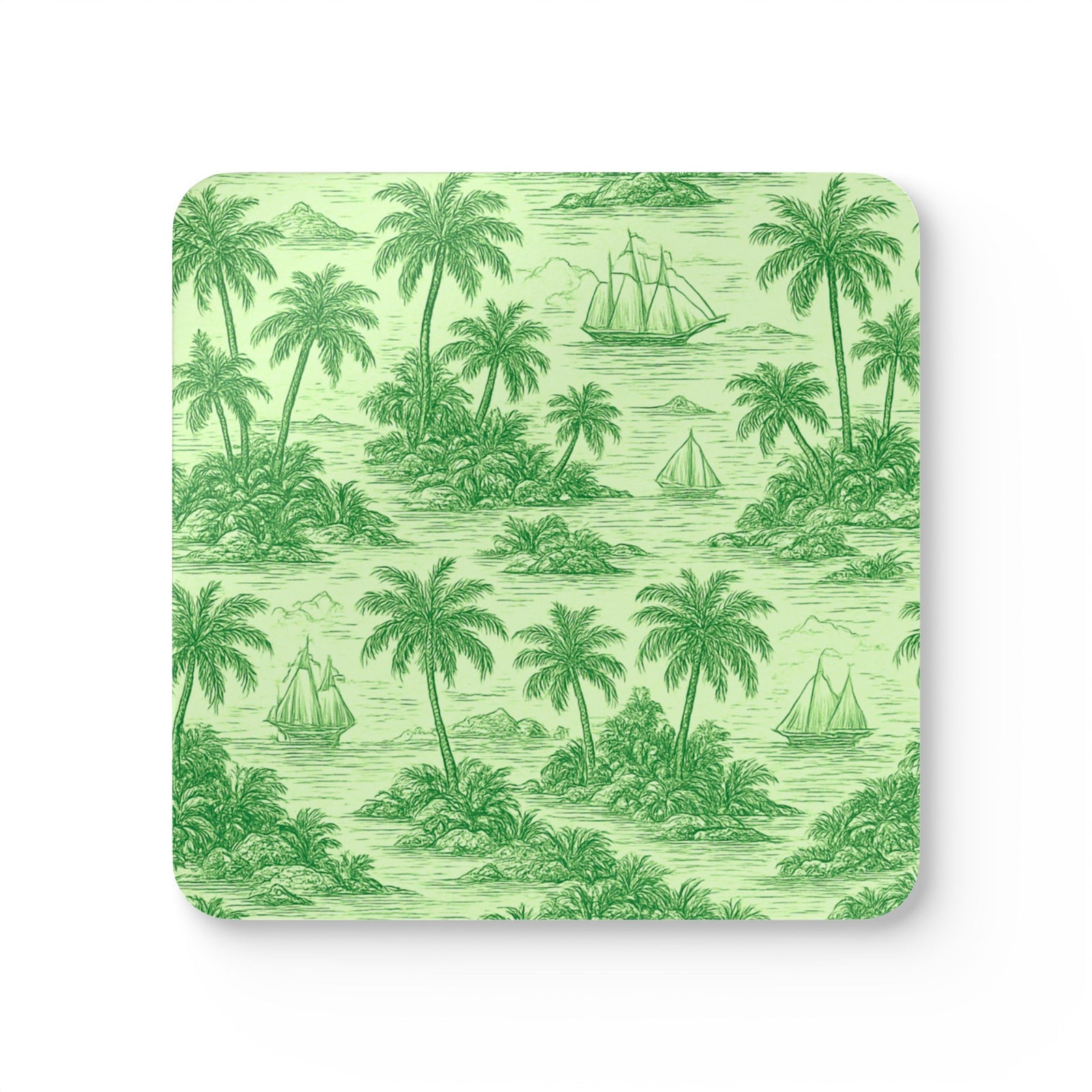 Coaster Set/4 - Faraway Toile/Green