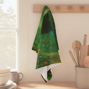 Microfiber Coffee/Tea Towel – UFO in Jungle with Big Cats
