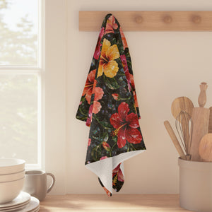 Hibiscus Garden Microfiber Tea Towel – Tropical Blossom Kitchen Towel