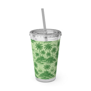 Tropical Tumbler with Straw | 16 oz: Faraway Toile/Green