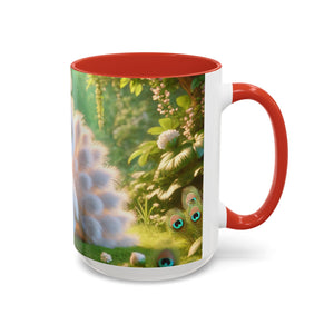 Accent Coffee Mug (11, 15oz), 8 Colors - Baby White Peacock