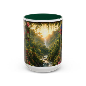 Tropical Waterfall Mug – Lush Jungle Scenic Accent Coffee Cup (11oz/15oz)