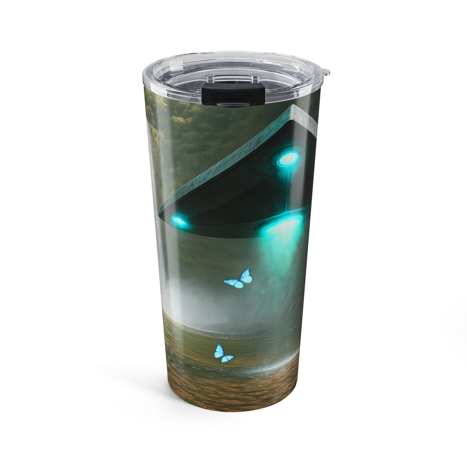 20oz Tumbler — UFO, Blue Butterflies & Rainbow Travel Cup