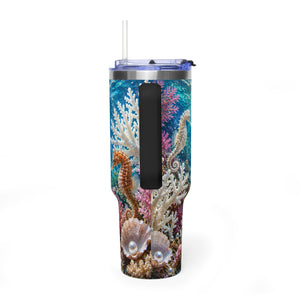 40oz Seahorse Ocean Tumbler — Vacuum Insulated Travel Mug