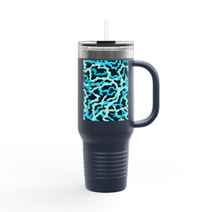 Insulated Travel Mug, 40oz / Coral Reef Threads, Turquoise - Perfect for Outdoor Adventures
