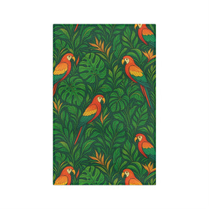 Tropical Microfiber Coffee/Tea Towel – Rainforest Parrot Family, Red
