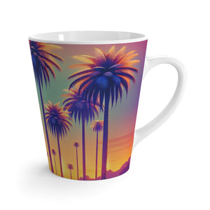 Latte White Mug - Perfect for Coffee Enthusiasts / Sunset Palms