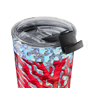 20oz Tumbler – Disco Red Coral Glitter Travel Cup