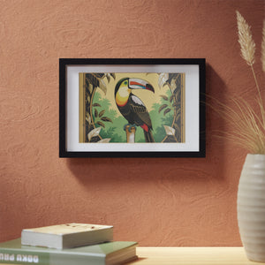Framed Coffee Art Print — Tropical Toucan Poster for Home Decor
