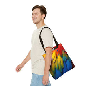 Tropical Macaw Parrot Feathers Tote Bag - Colorful Design, 3 Sizes