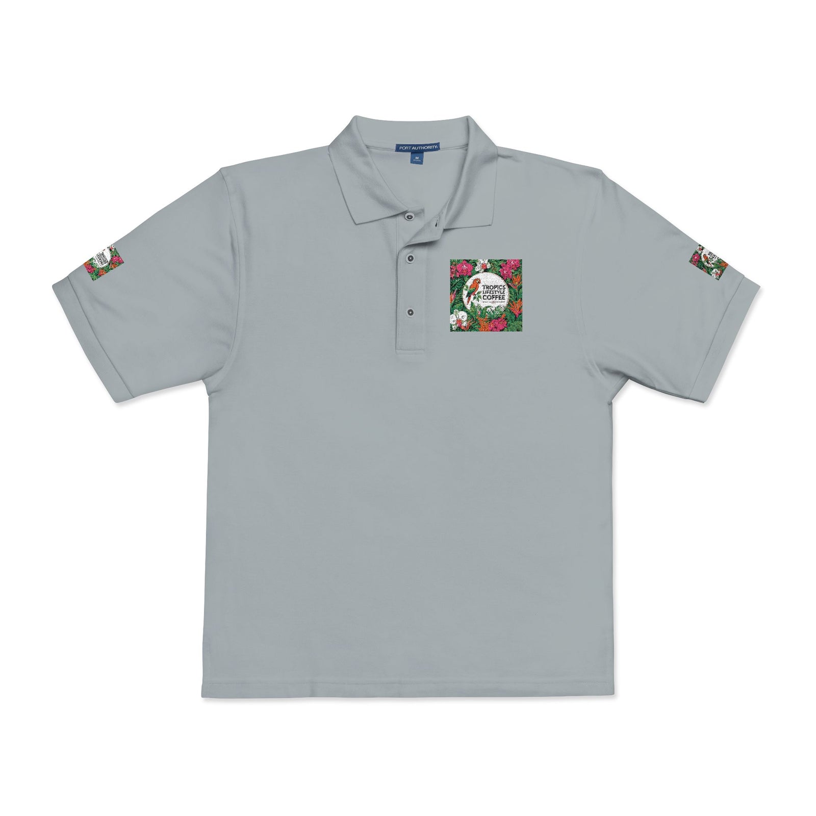 ‘Good Vibes’ Embroidered Polo ~ Tropics Lifestyle Coffee Logo, Many Colors