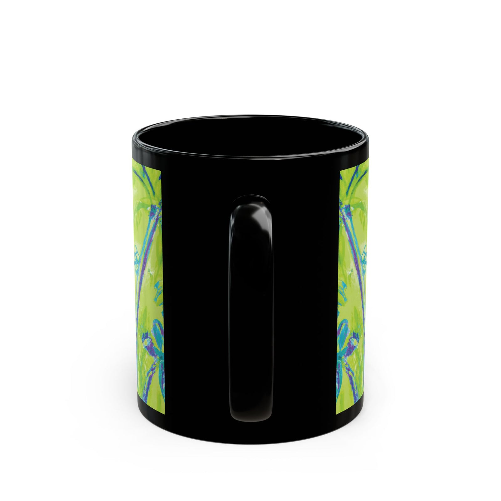 Black Coffee Mug - Tropical Doodles, Lime