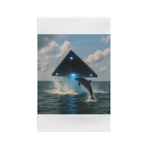 Tropical Microfiber Coffee/Tea Towel – UFO & Dolphin, White