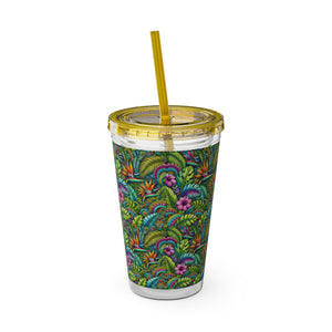 Tropical Tumbler with Straw | 16 oz: Rainforest Blooms