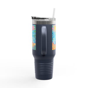 Insulated Travel Mug, 40oz / Tropical Beach Seagulls - Perfect for Outdoor Adventures