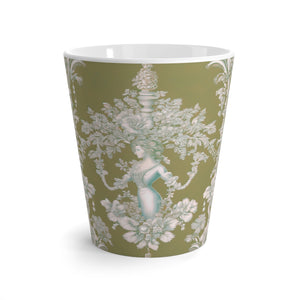 Latte White Mug - Perfect for Coffee Enthusiasts / Pearl Lady Toile, highborn green