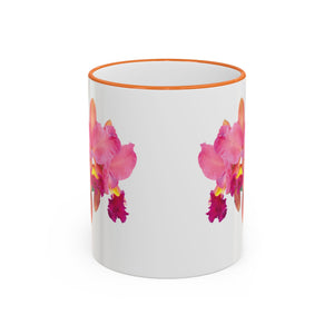 Accent Rim & Handle Mug – Pink Orchids