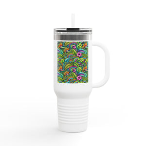 Insulated Travel Mug, 40oz / Rainforest Blooms - Perfect for Outdoor Adventures