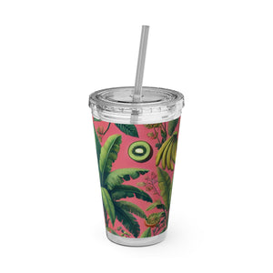 Tropical Tumbler with Straw | 16 oz:  More Tropical Palms, Coral