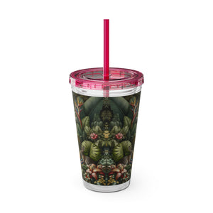 Tropical Tumbler with Straw | 16 oz: Rainforest Rabbit Outing