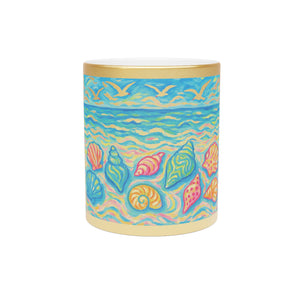 Tropical Metallic Mug, Silver - Glow Beach Seashells