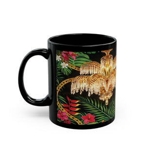 Tropical Parrot Black Mug – Colorful Macaw Coffee Cup (11oz/15oz)
