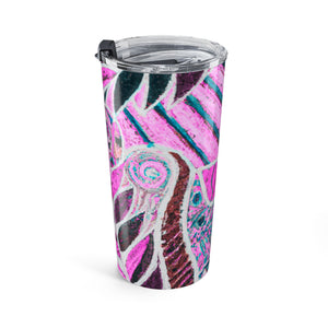 20oz Tumbler — Pink Leaf Amazon Whimsy Insulated Travel Cup