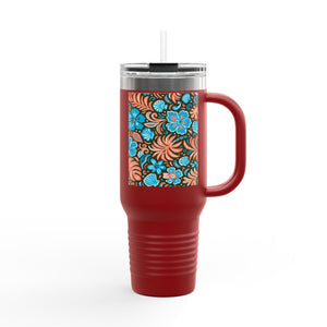 Insulated Travel Mug, 40oz / Beach Dreams, Coral Blues