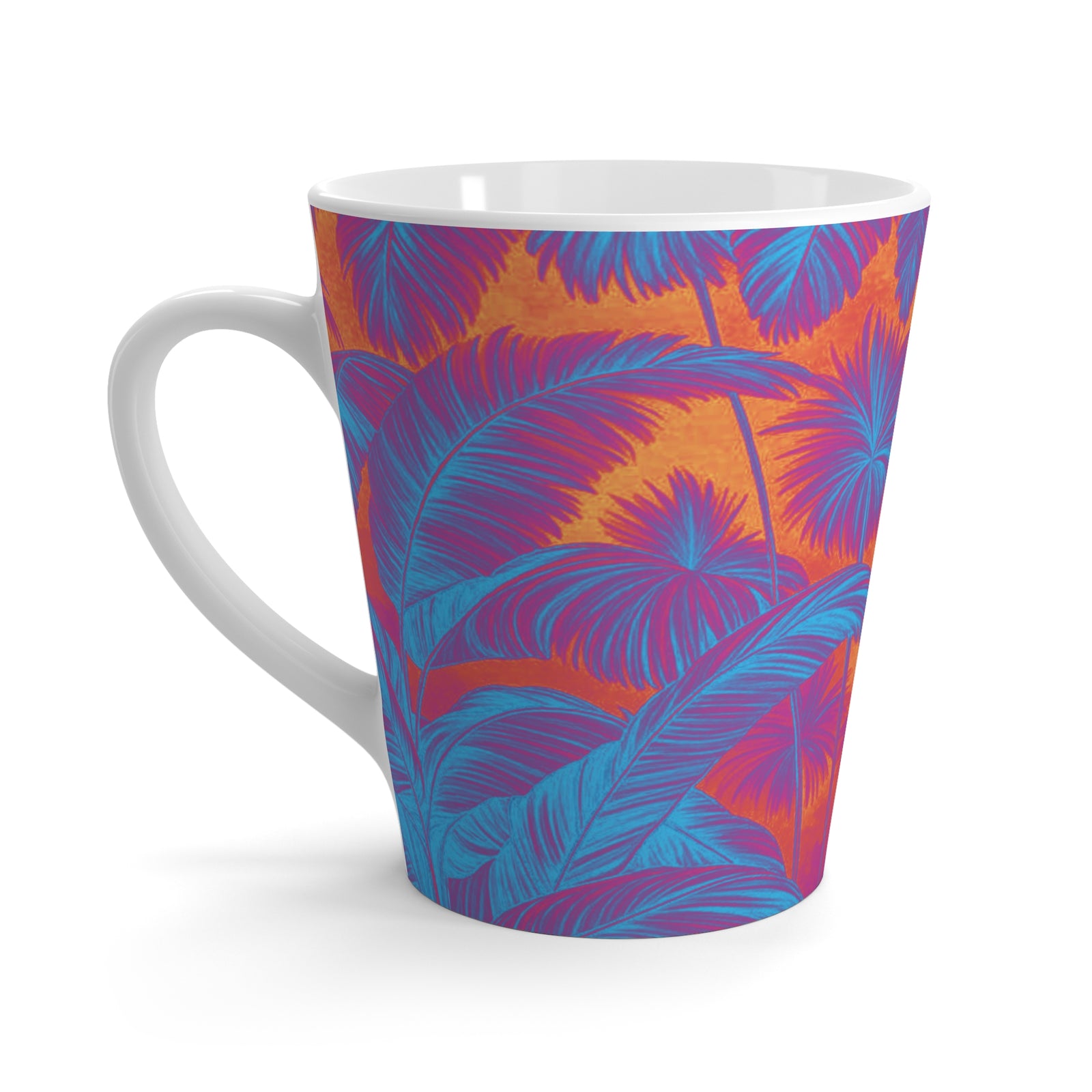Latte White Mug - Palm Serenity, Heatwave