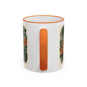 Accent Rim & Handle Coffee Mug — Palm & Bean Coffee Club Logo