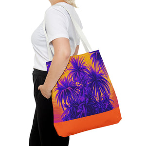 Tiny Palm Island Pop/Orange Tote Bag - 3 Sizes