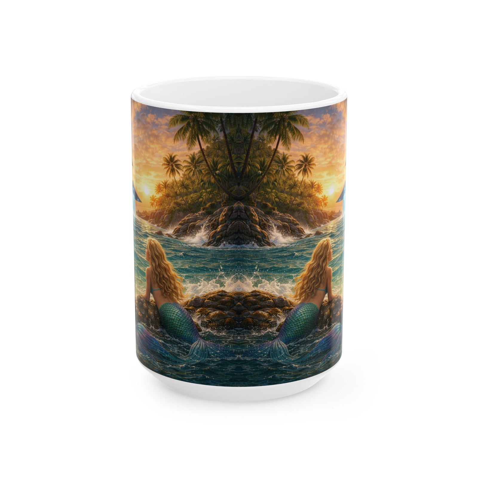 Ceramic White Mug - UFOs & Mermaids