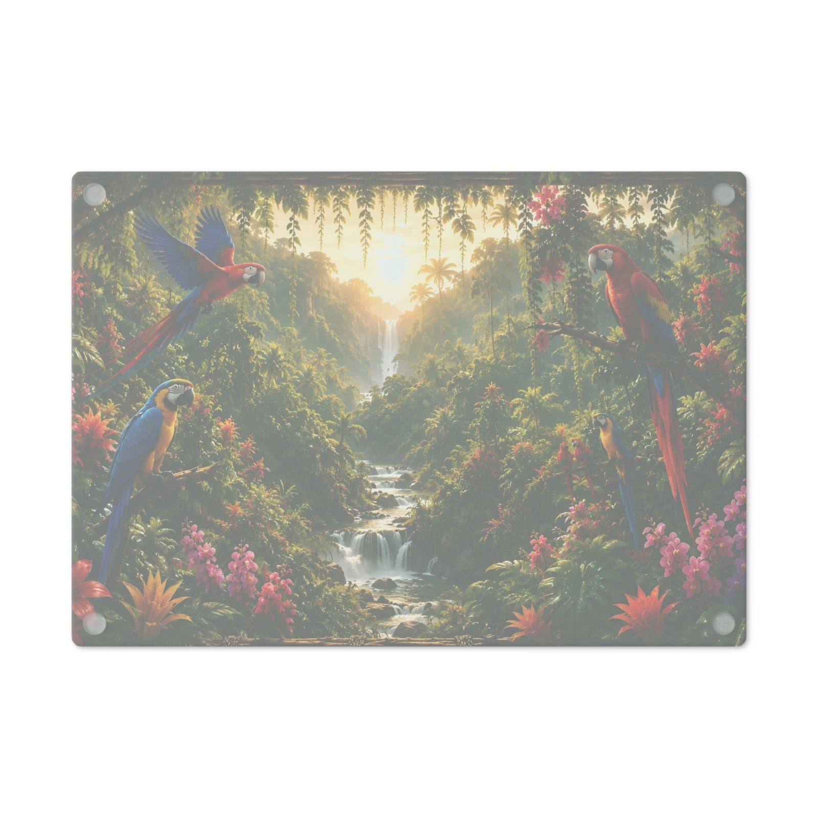 Coffee Station Tray — Vibrant Paradise Falls Rainforest Scene